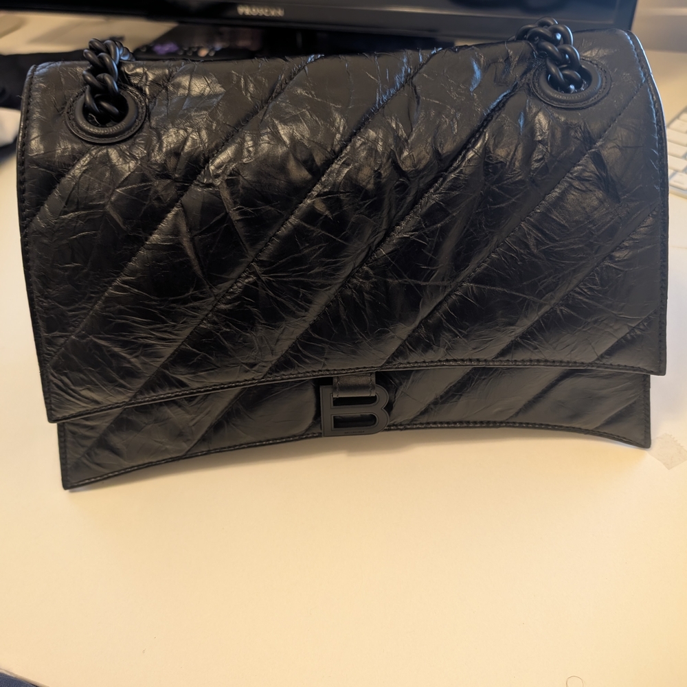 Balenciaga ALL Black Crush Bag medium